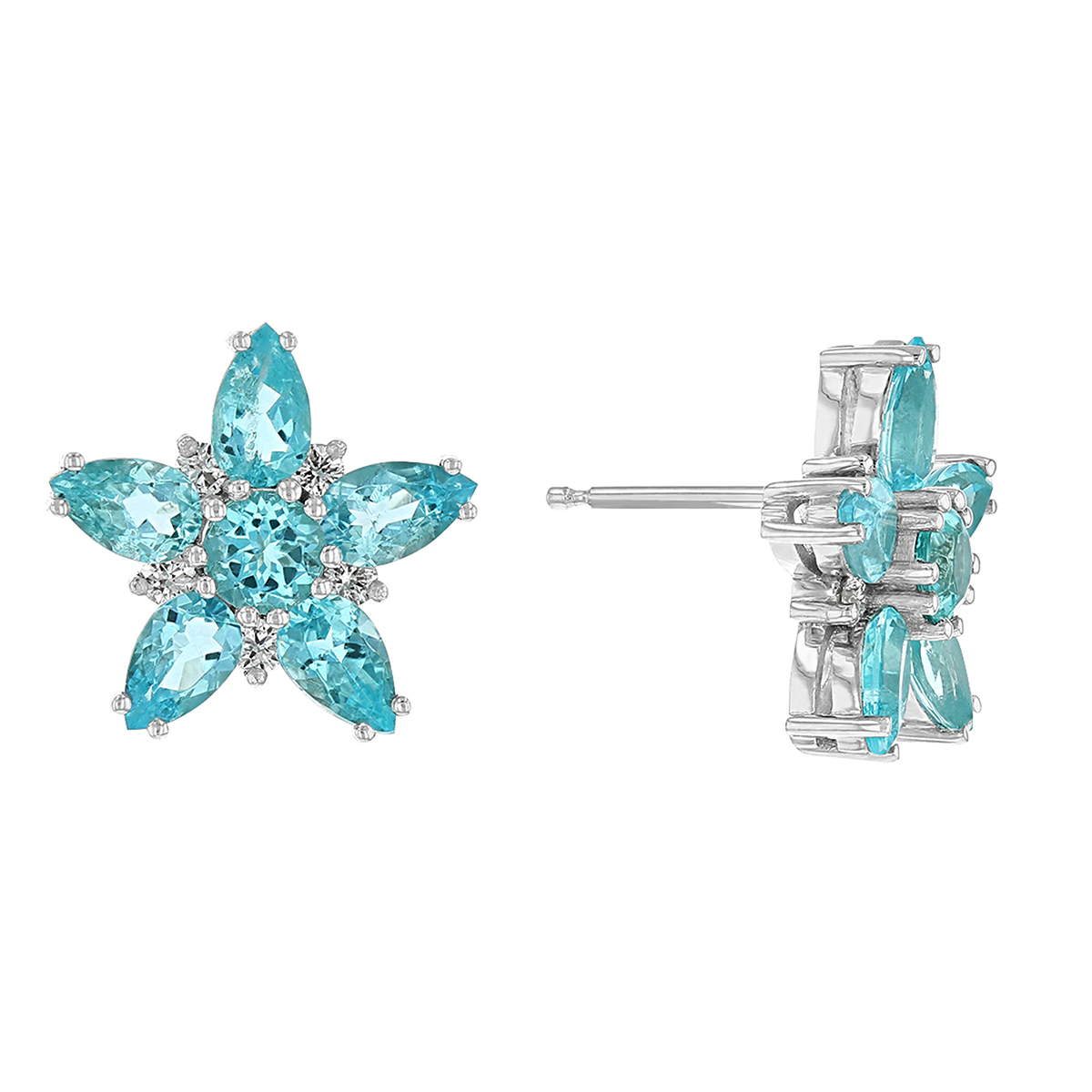 Paraiba Tourmaline & Diamond Flower Stud Earrings in Platinum Borsheims