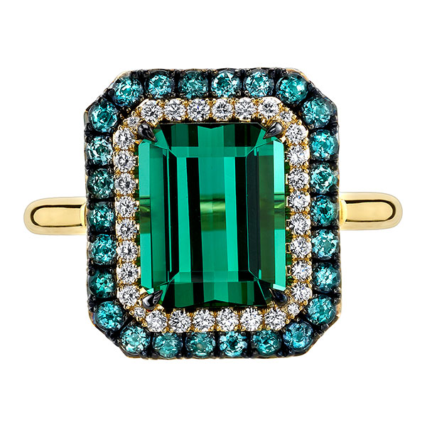 Emerald and on sale tourmaline ring