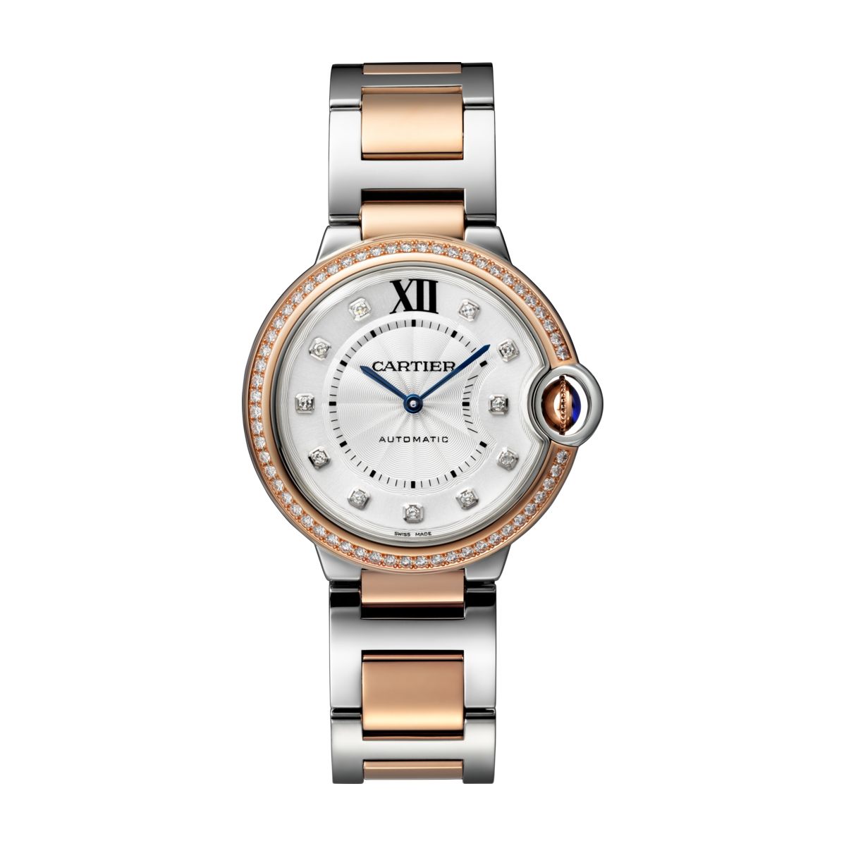 Ballon Bleu de Cartier 36mm 18 Rose Gold, Steel & Diamond Bezel Watch
