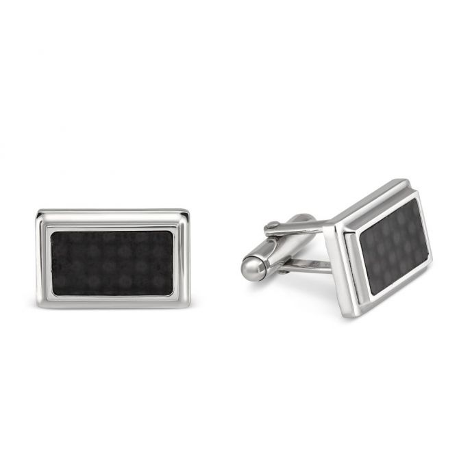Sterling Silver and Carbon Fiber Cufflinks