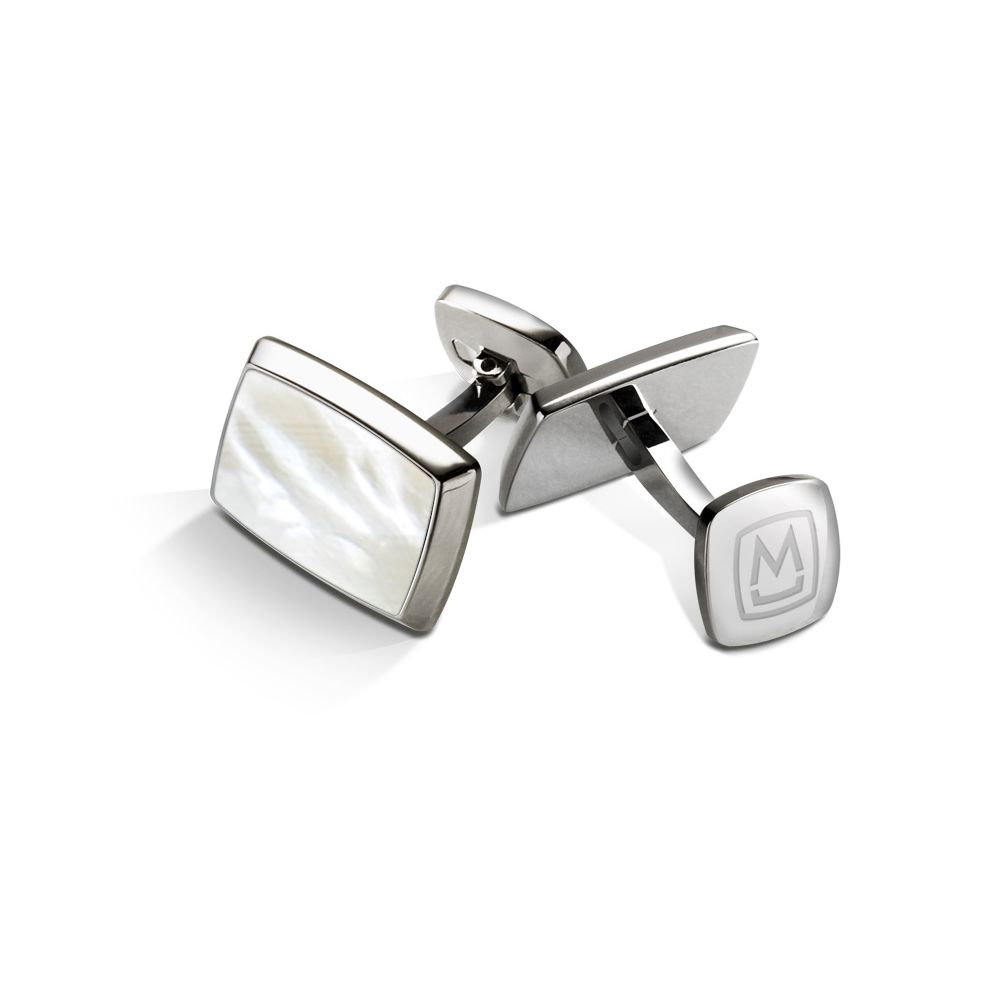 M-Clip White Mother of Pearl Tapered Rectangle Cufflinks