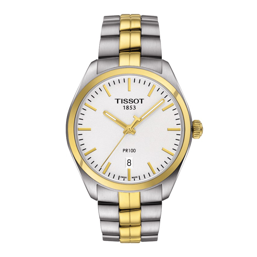 Tissot PR 100 Two-Tone Quartz 39mm Men's Watch, Gold Dial