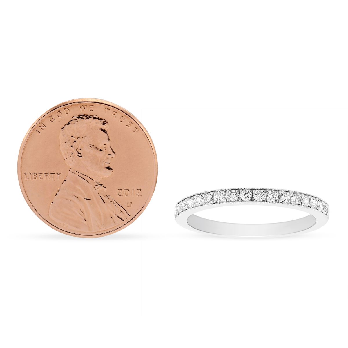 14K White Gold Diamond Milgrain Wedding Band