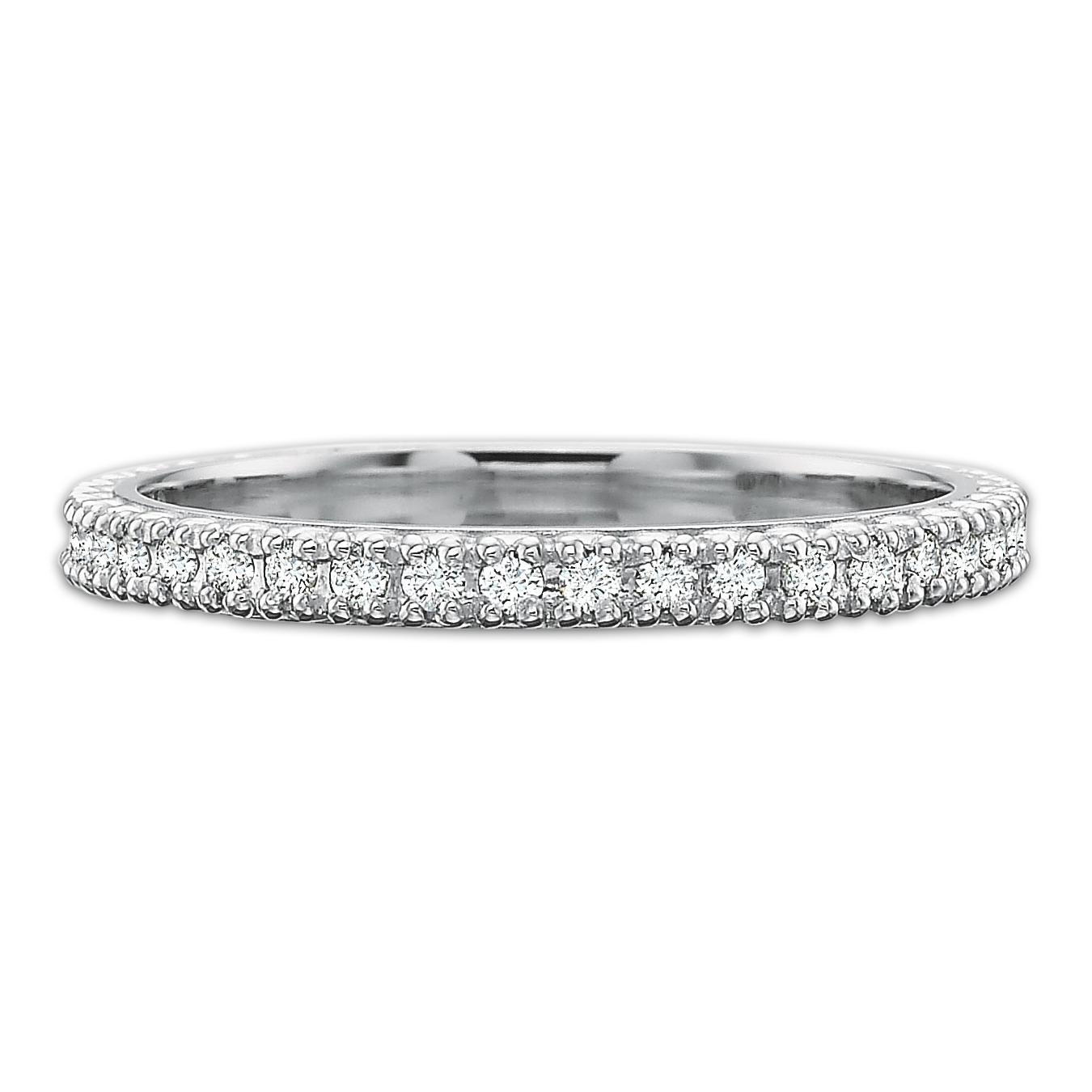 18K White Diamond Band, 0.15cttw