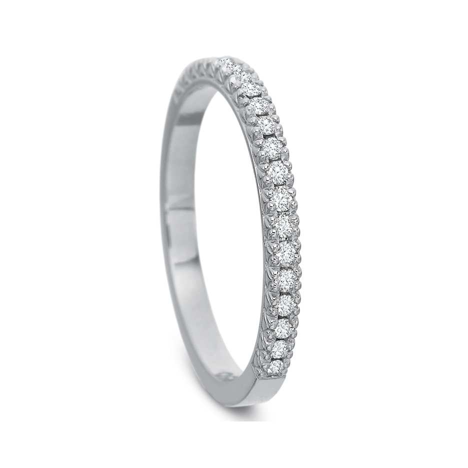 Platinum Petite Flush Fit Diamond Wedding Band, 0.15cttw