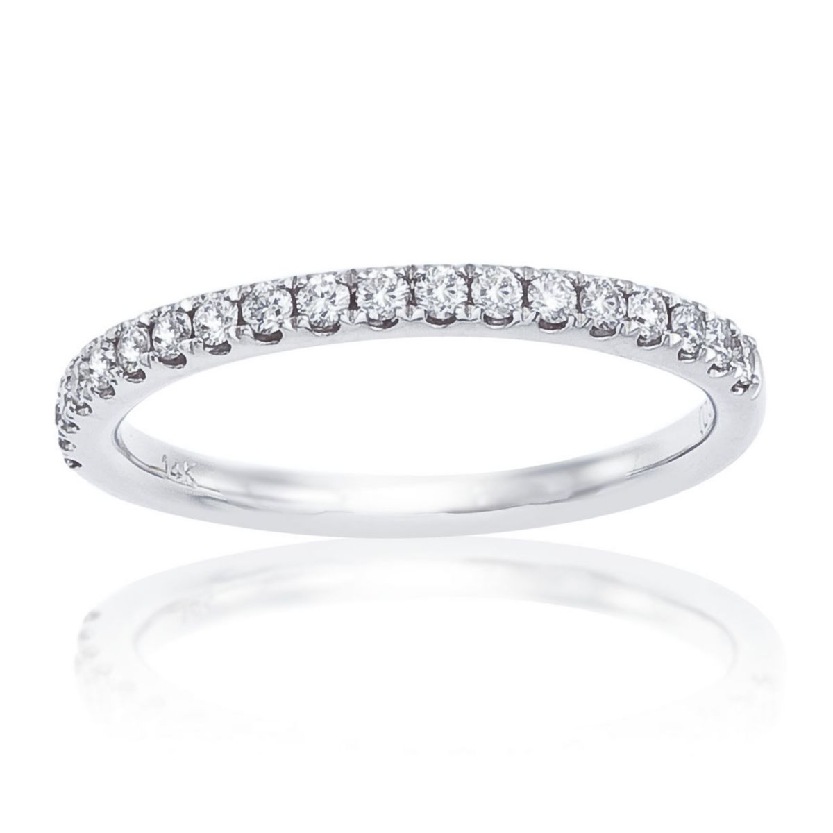 White Gold Diamond Pavé Fishtail Prong Set Wedding Band, 0.25aptw