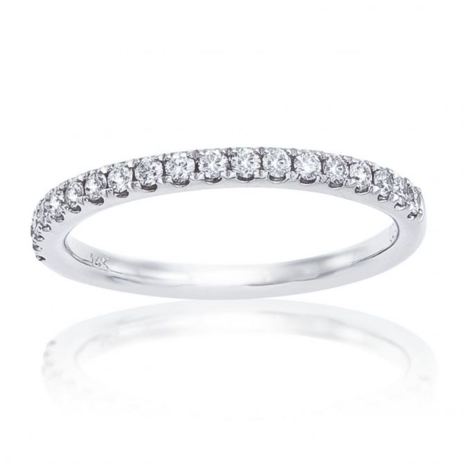 White Gold Diamond Pavé Fishtail Prong Set Wedding Band, 0.25aptw
