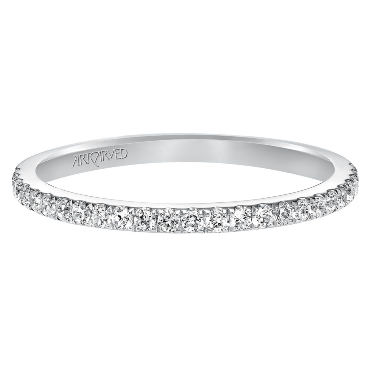 ArtCarved Diamond Wedding Band in White Gold, 0.25 cttw