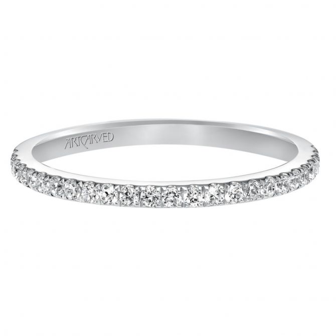 ArtCarved Diamond Wedding Band in White Gold, 0.25 cttw