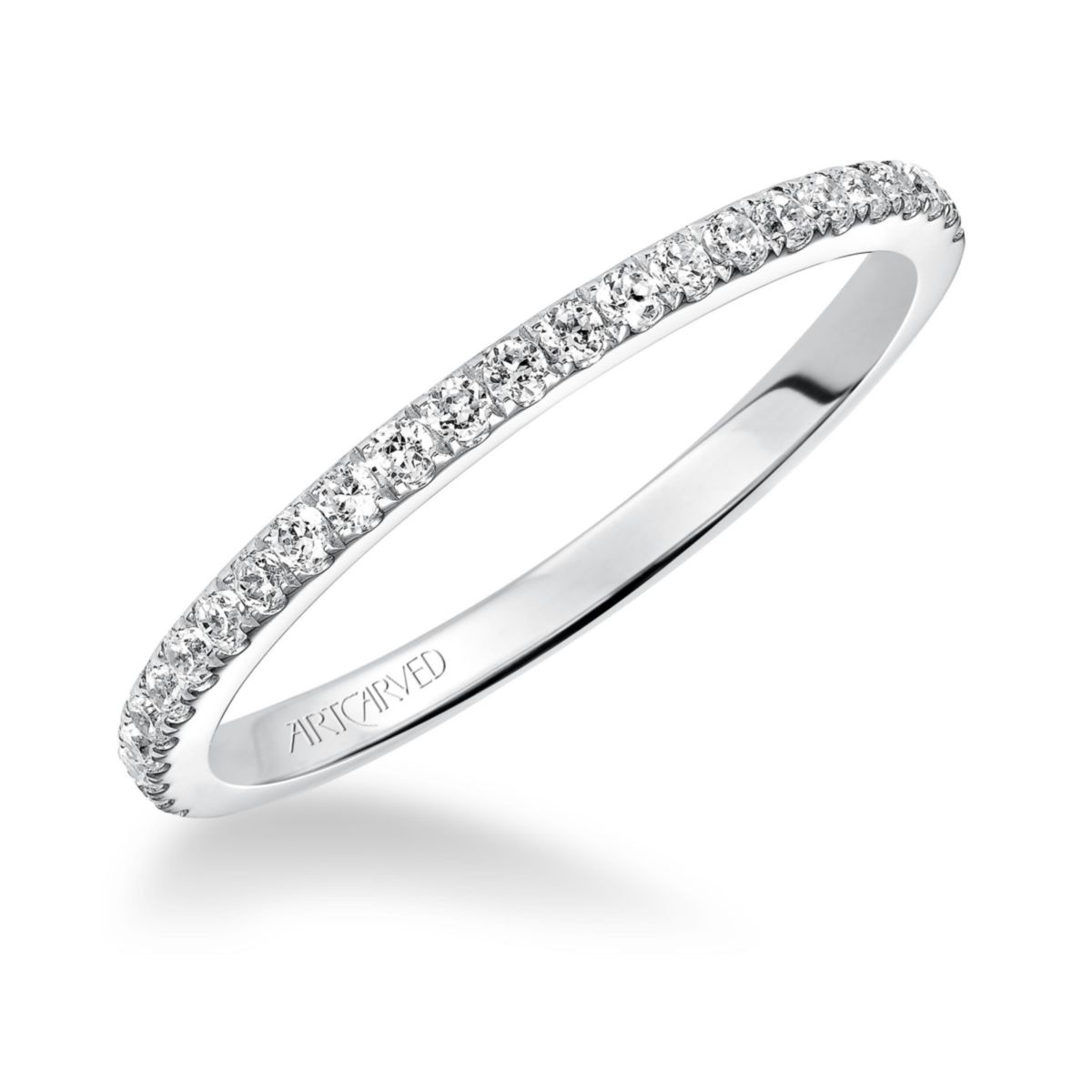 ArtCarved Diamond Wedding Band in White Gold, 0.25 cttw
