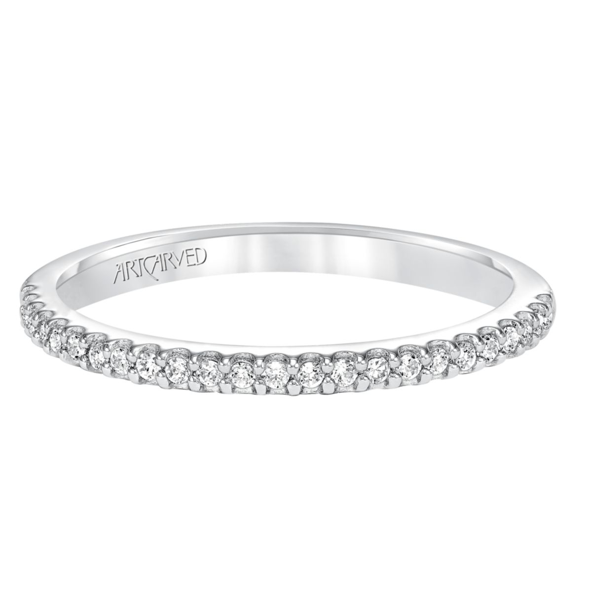 ArtCarved Kira Diamond Wedding Band in White Gold, 0.14 cttw