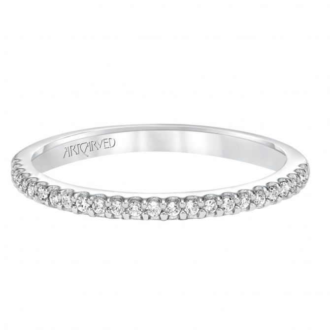 ArtCarved Kira Diamond Wedding Band in White Gold, 0.14 cttw
