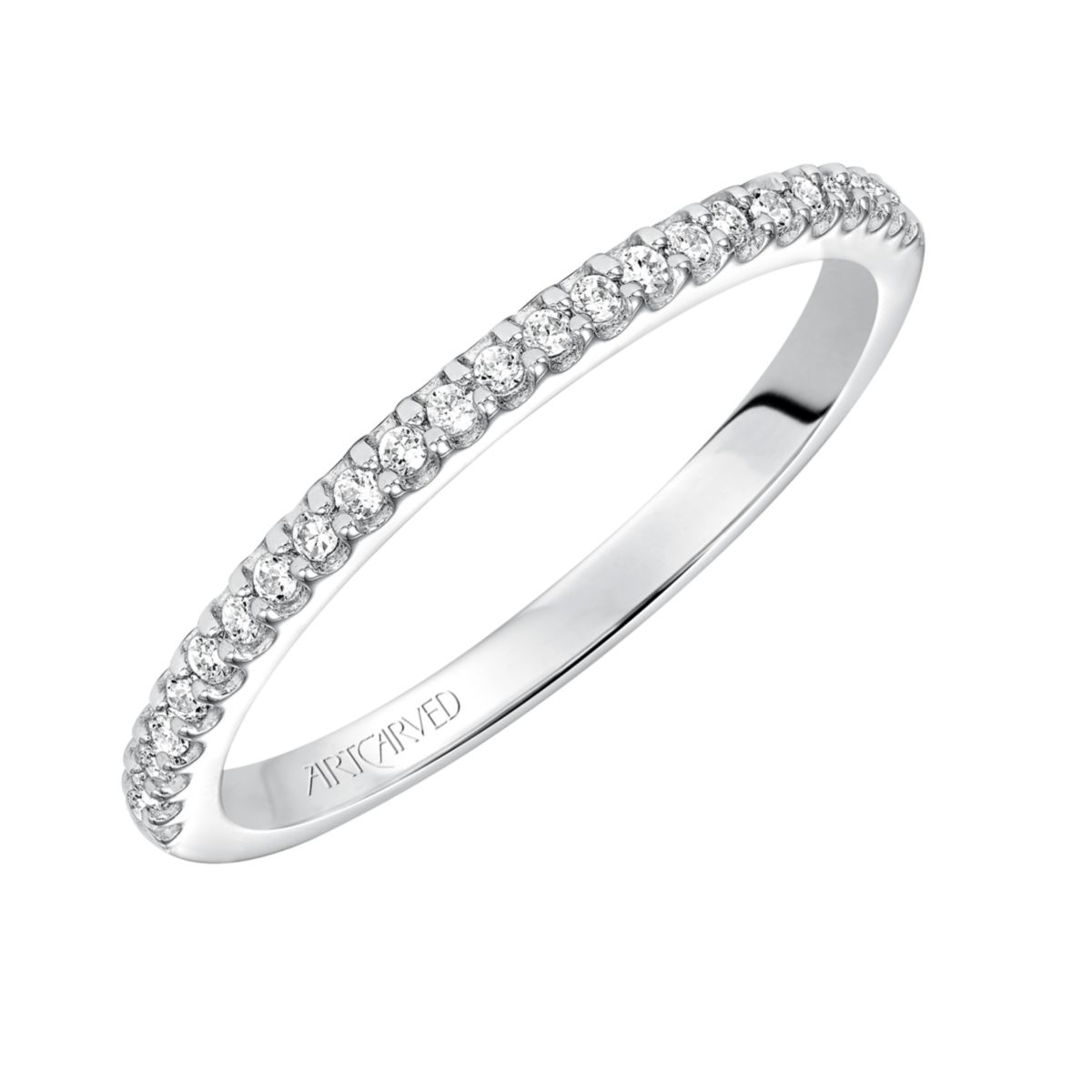 ArtCarved Kira Diamond Wedding Band in White Gold, 0.14 cttw
