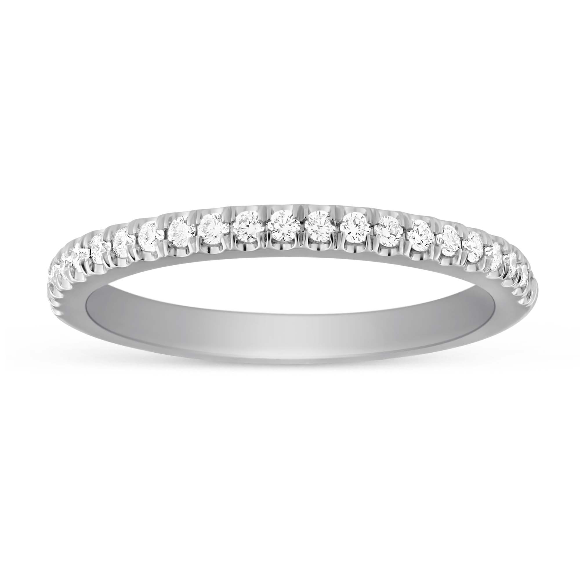 14K White Gold Diamond Fishtail Prong Wedding Band, 0.27cttw