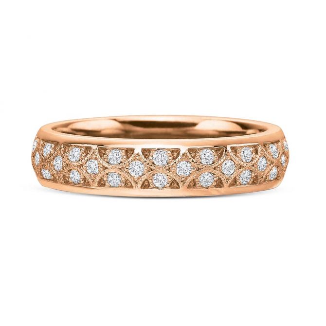 18K Rose Gold Lattice Diamond Band