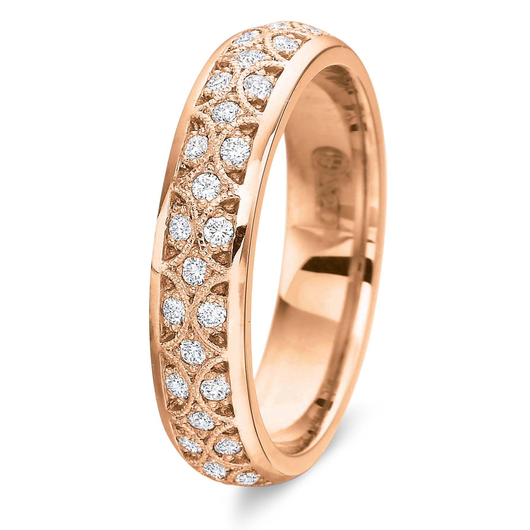 18K Rose Gold Lattice Diamond Band