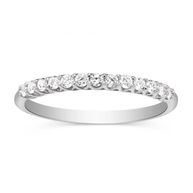 14K White Gold Diamond Wedding Band, 0.25cttw
