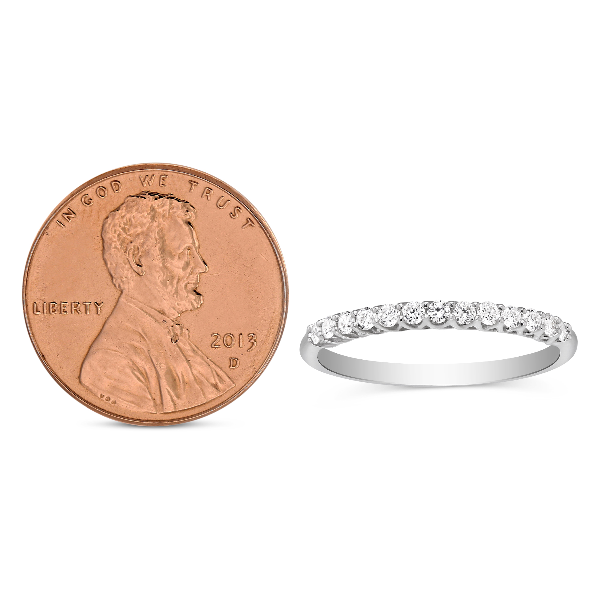 14K White Gold Diamond Wedding Band, 0.25cttw