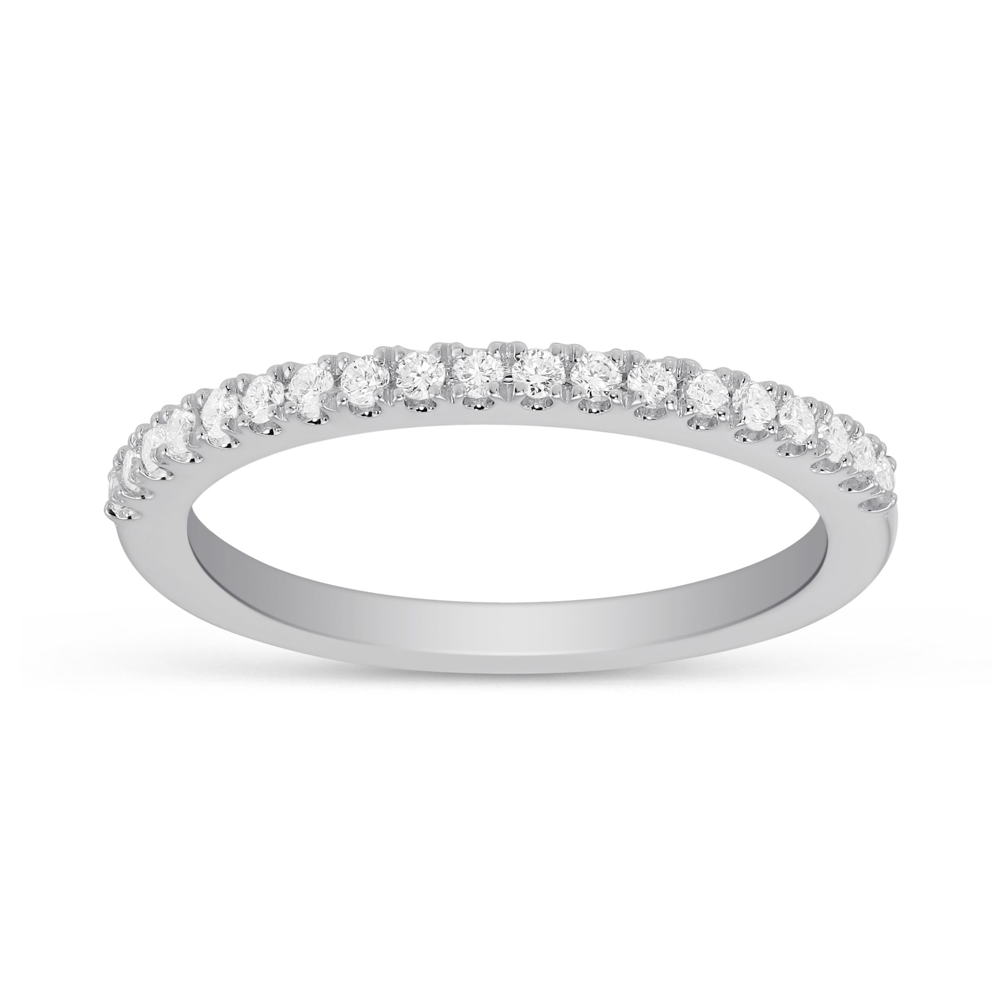 14K White Gold Prong Set Diamond Wedding Band, 0.21cttw