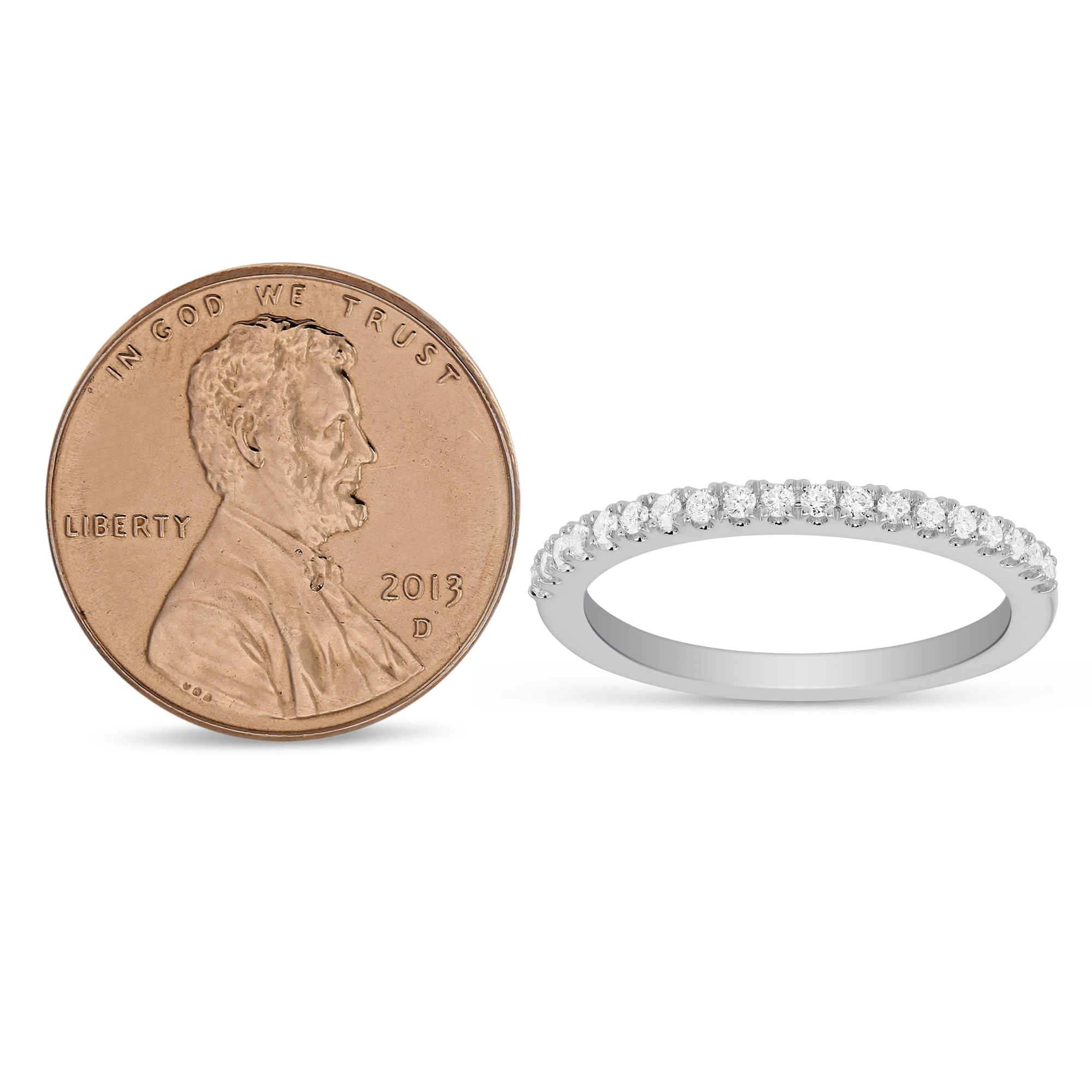 14K White Gold Prong Set Diamond Wedding Band, 0.21cttw