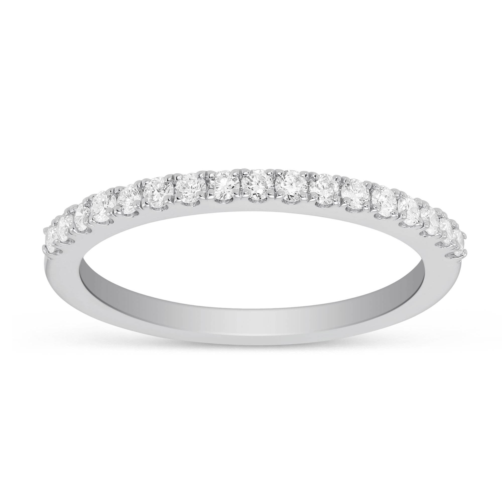 14K White Gold Prong Set Diamond Wedding Band, 0.25cttw