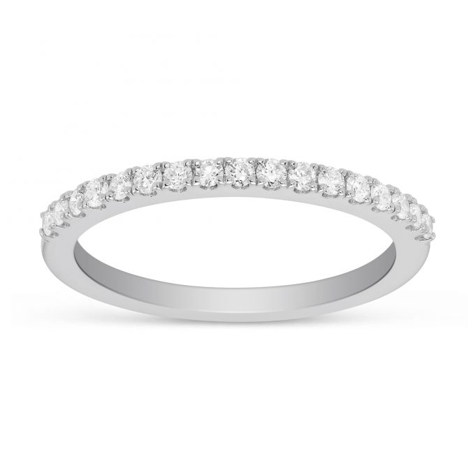14K White Gold Prong Set Diamond Wedding Band, 0.25cttw