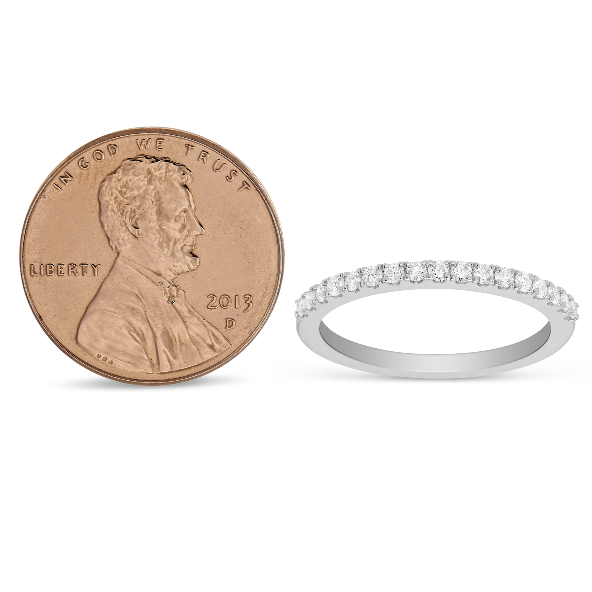 14K White Gold Prong Set Diamond Wedding Band, 0.25cttw