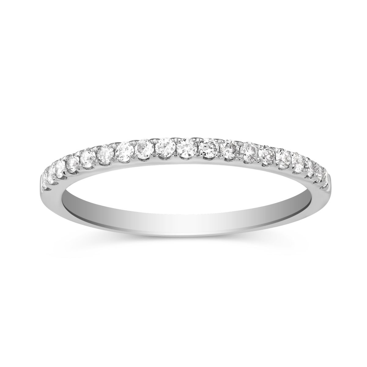 14K White Gold Diamond Wedding Band, 0.16cttw
