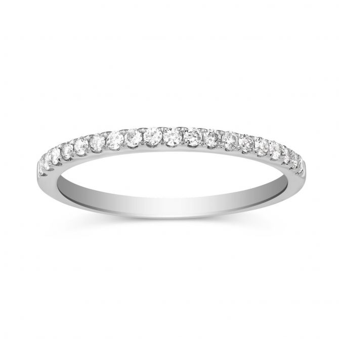 14K White Gold Diamond Wedding Band, 0.16cttw