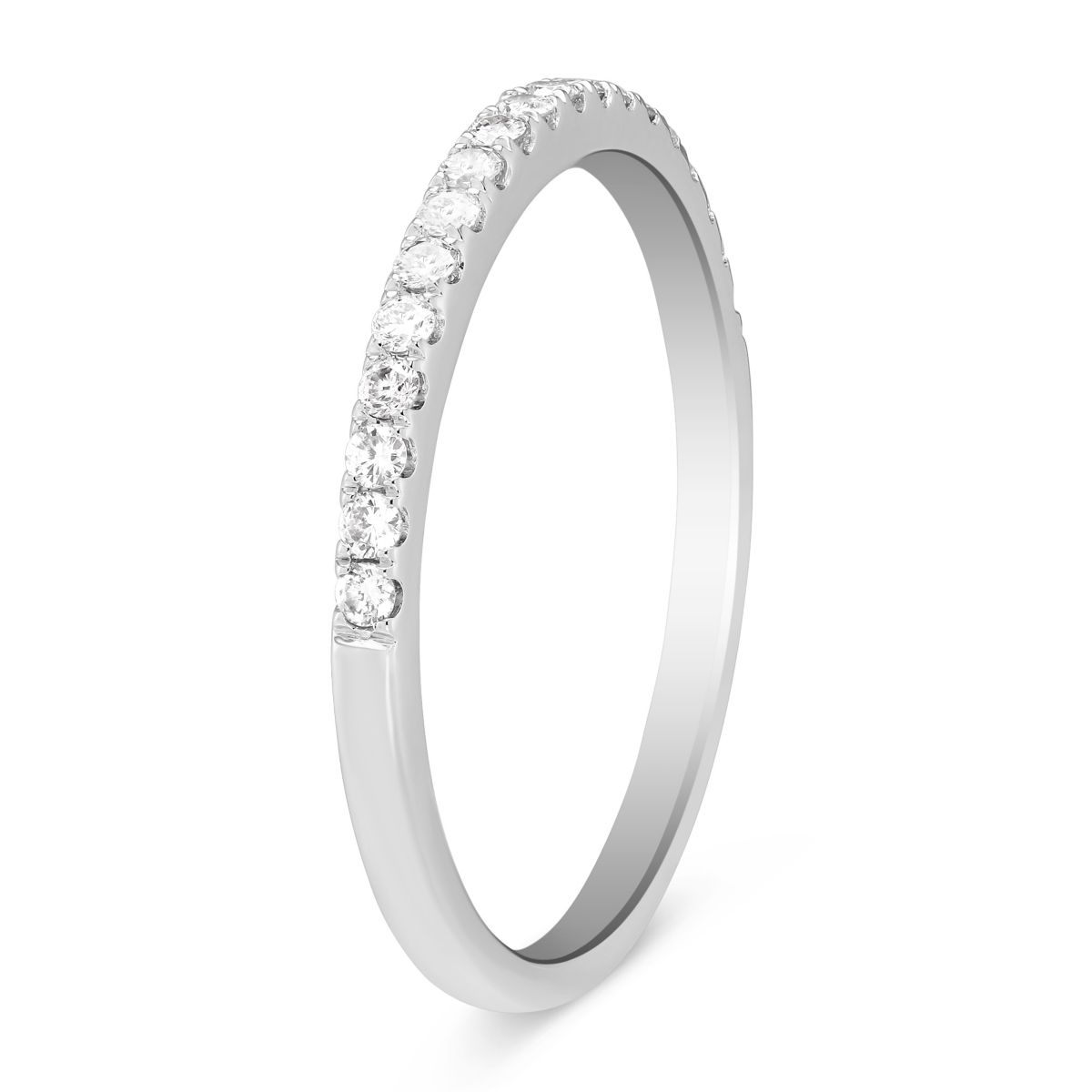 14K White Gold Diamond Wedding Band, 0.16cttw