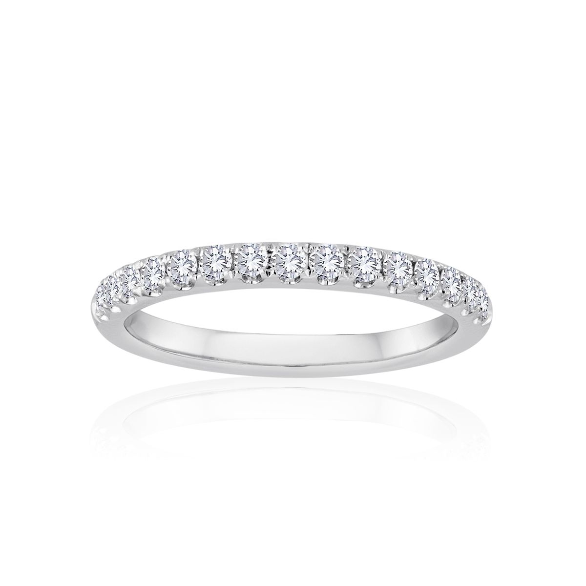 14K White Gold Diamond Fishtail Prong Set Wedding Band, 0.25aptw