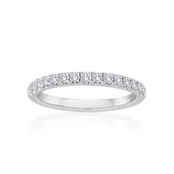 14K White Gold Diamond Fishtail Prong Set Wedding Band, 0.25aptw