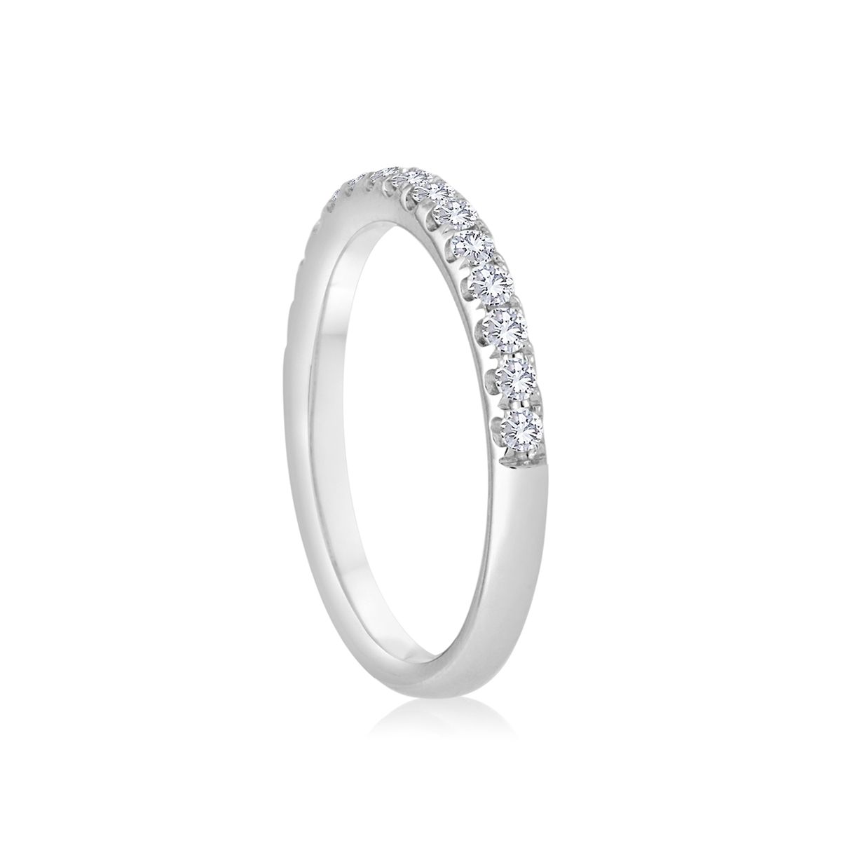 14K White Gold Diamond Fishtail Prong Set Wedding Band, 0.25aptw