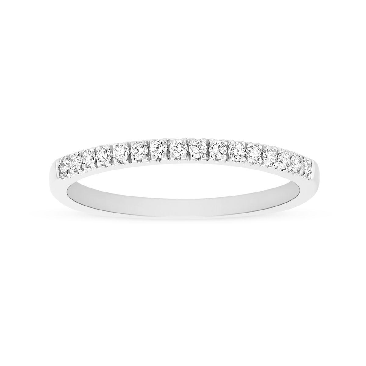 White Gold Diamond Prong Set Wedding Band, 0.16cttw
