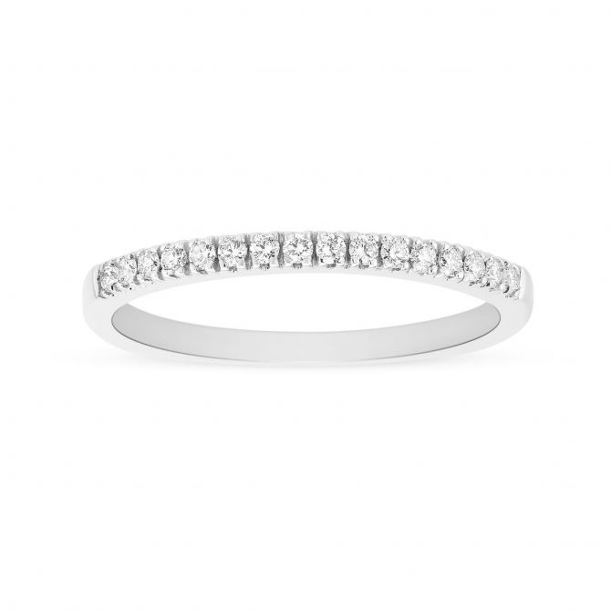 White Gold Diamond Prong Set Wedding Band, 0.16cttw