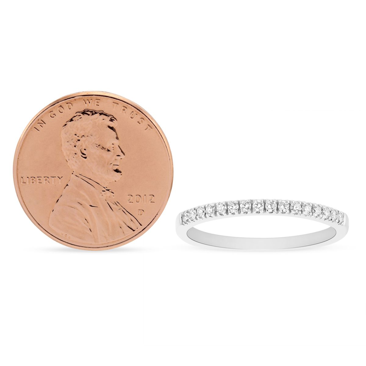 White Gold Diamond Prong Set Wedding Band, 0.16cttw
