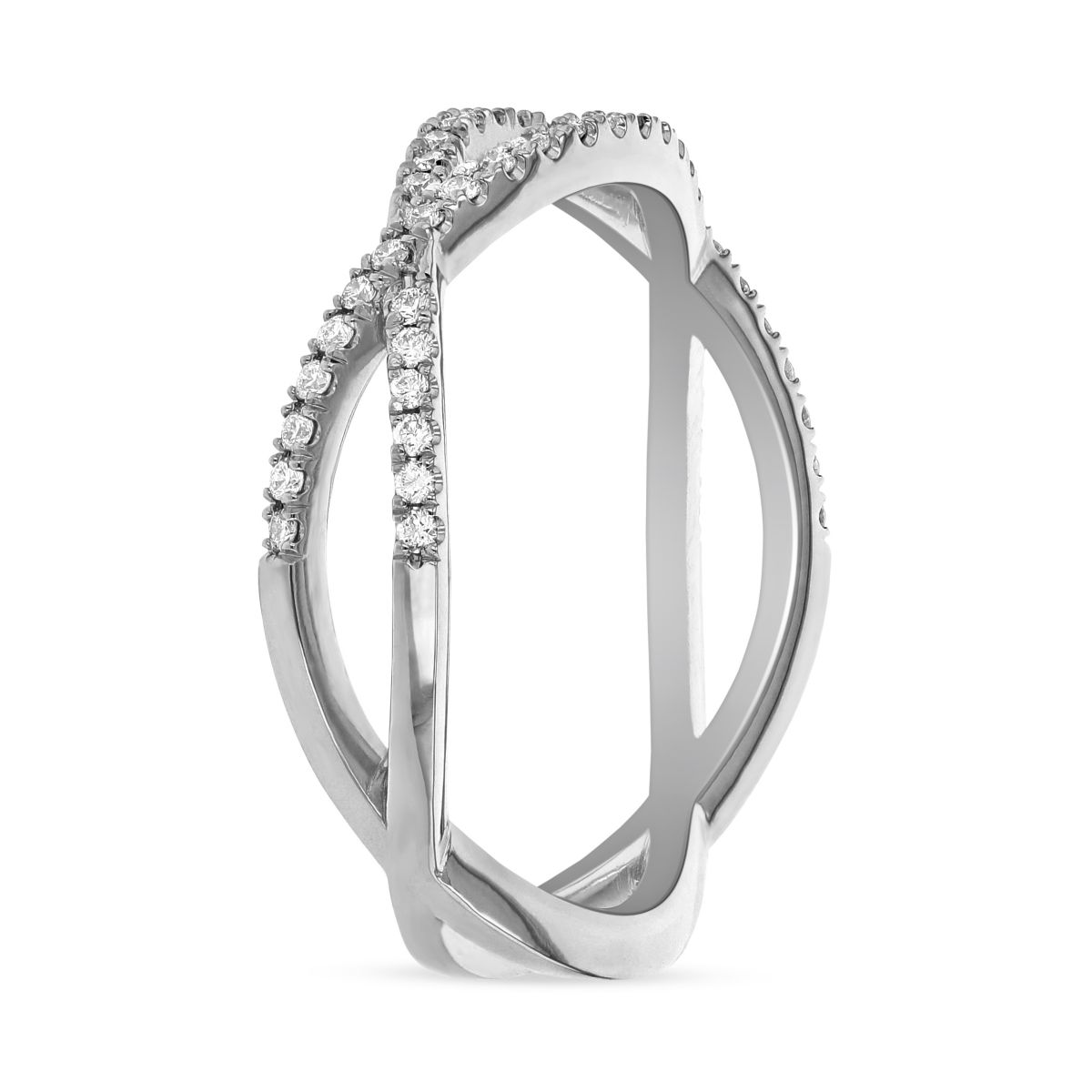 18K White Gold Diamond Half twist Wedding Band