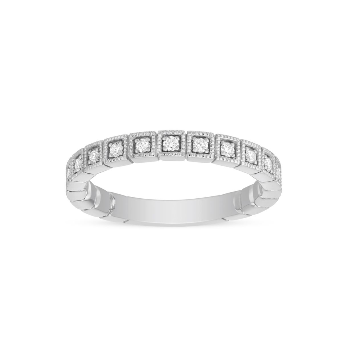 ArtCarved Vintage Diamond Square Wedding Band in White Gold, 0.24 aptw