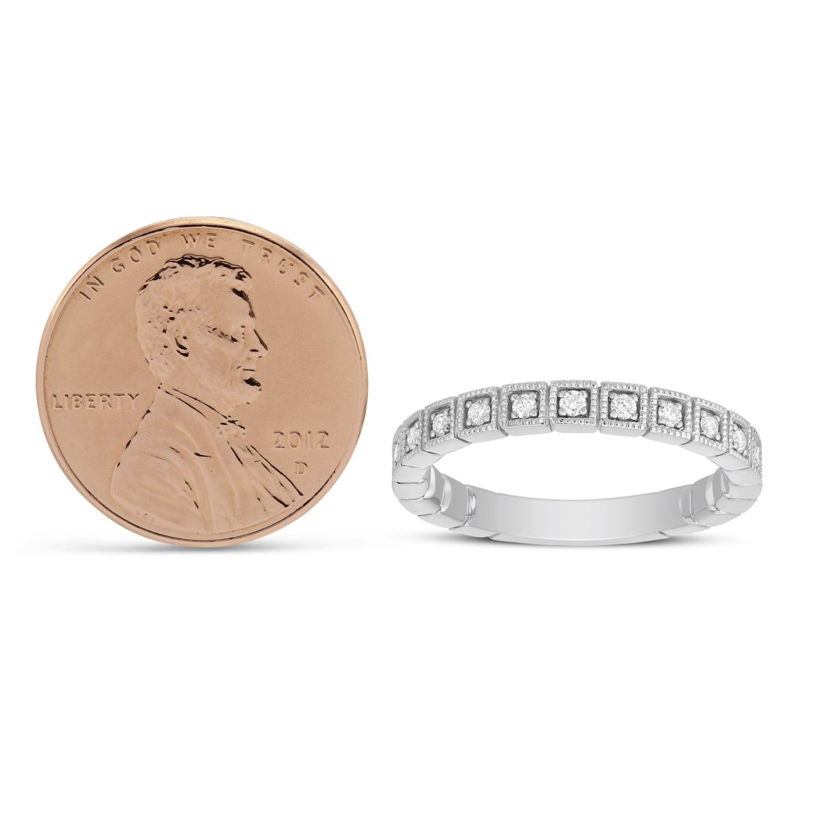 ArtCarved Vintage Diamond Square Wedding Band in White Gold, 0.24 aptw