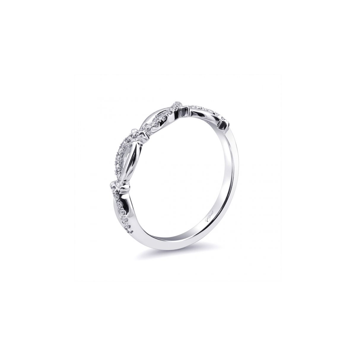 White Gold Diamond Crossover Shank Wedding Band