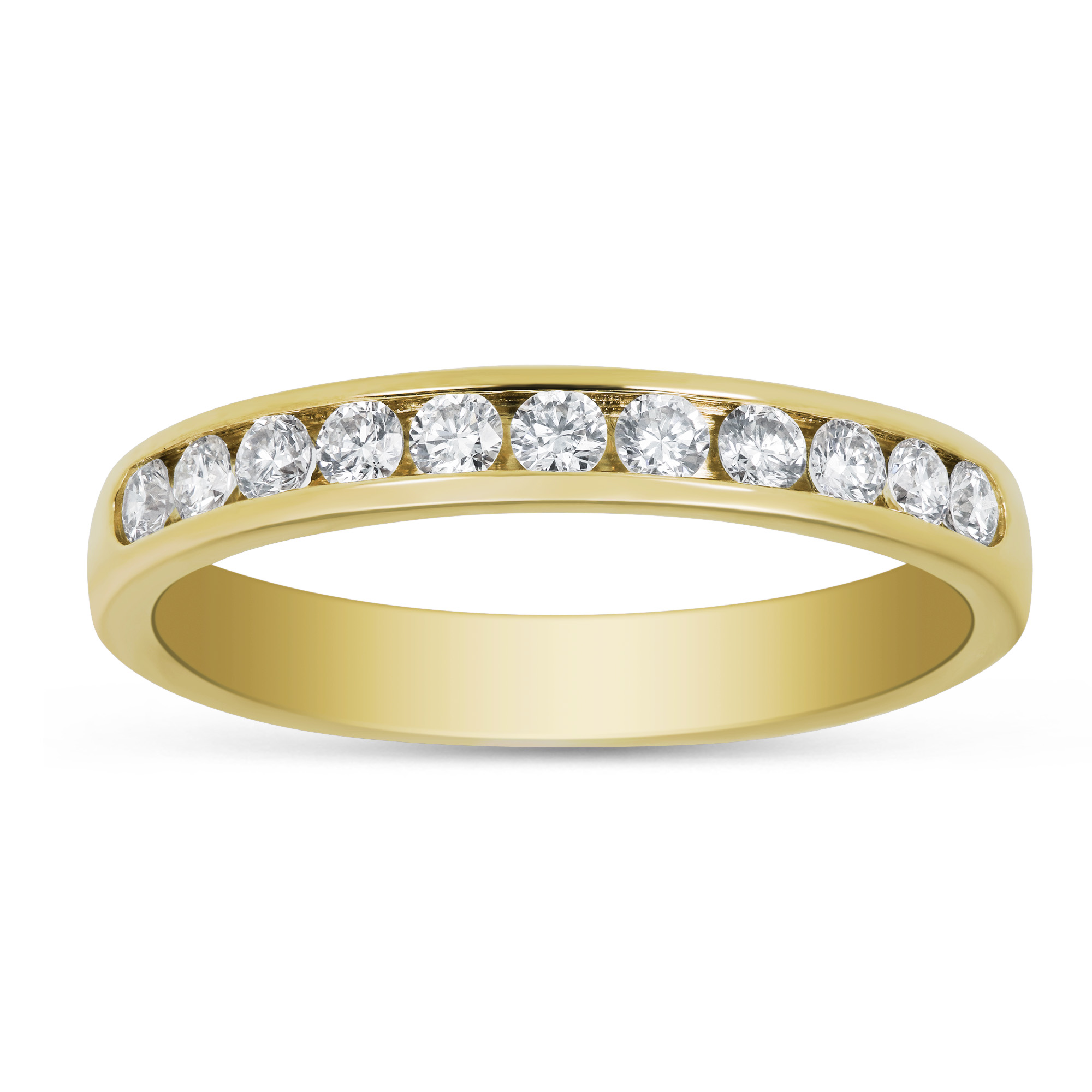 14K Yellow Gold  Channel Set Diamond  Wedding  Band  0 33cttw 