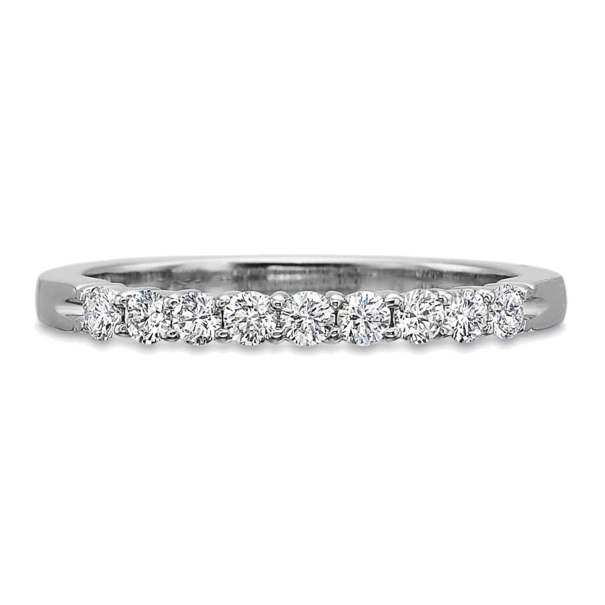 18K White Gold Prong Set Diamond Wedding Band, 0.33cttw