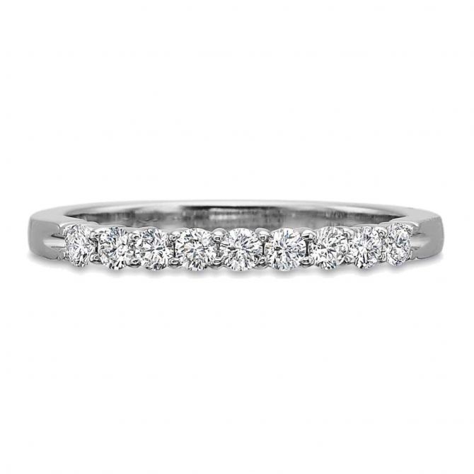 18K White Gold Prong Set Diamond Wedding Band, 0.33cttw