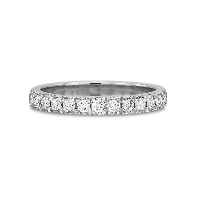 18K White Gold Shared Prong Diamond Wedding Band, 0.33cttw