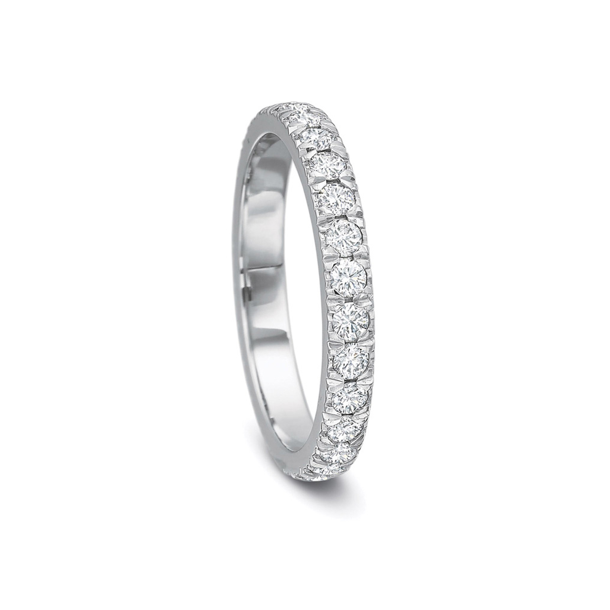 18K White Gold Shared Prong Diamond Wedding Band, 0.33cttw