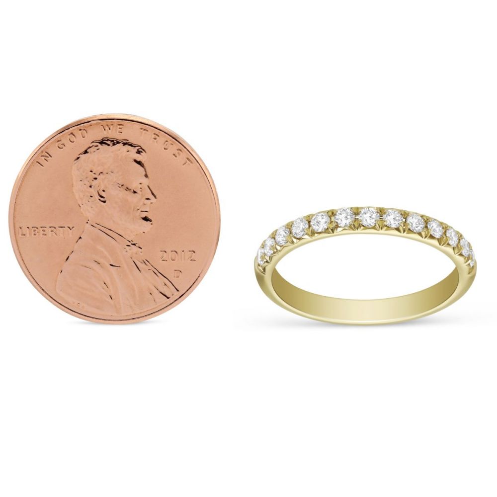 18K Yellow Gold Diamond Shared Prong Wedding Band