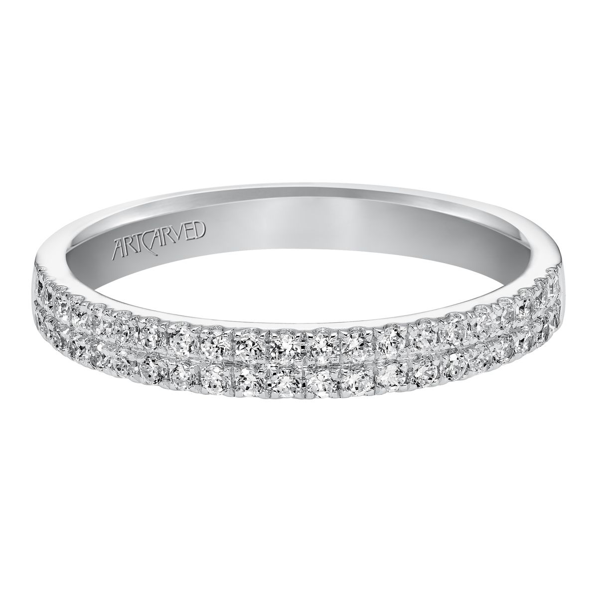ArtCarved Two Row Diamond Wedding Band in White Gold, 0.33 aptw