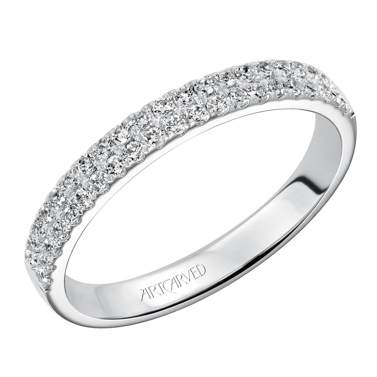 ArtCarved Two Row Diamond Wedding Band in White Gold, 0.33 aptw