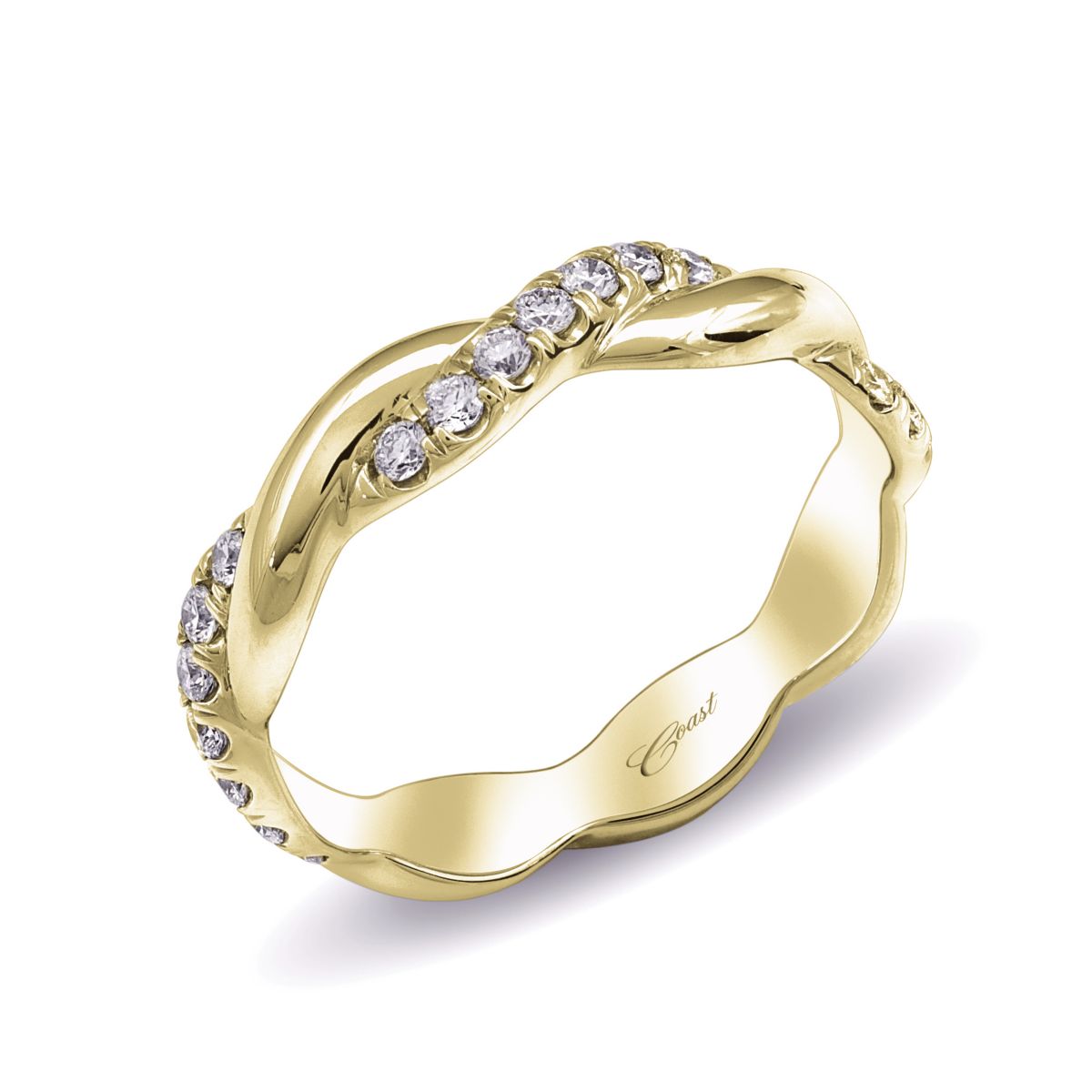 14K Yellow Gold Diamond Twisted Wedding Band, 0.29cttw