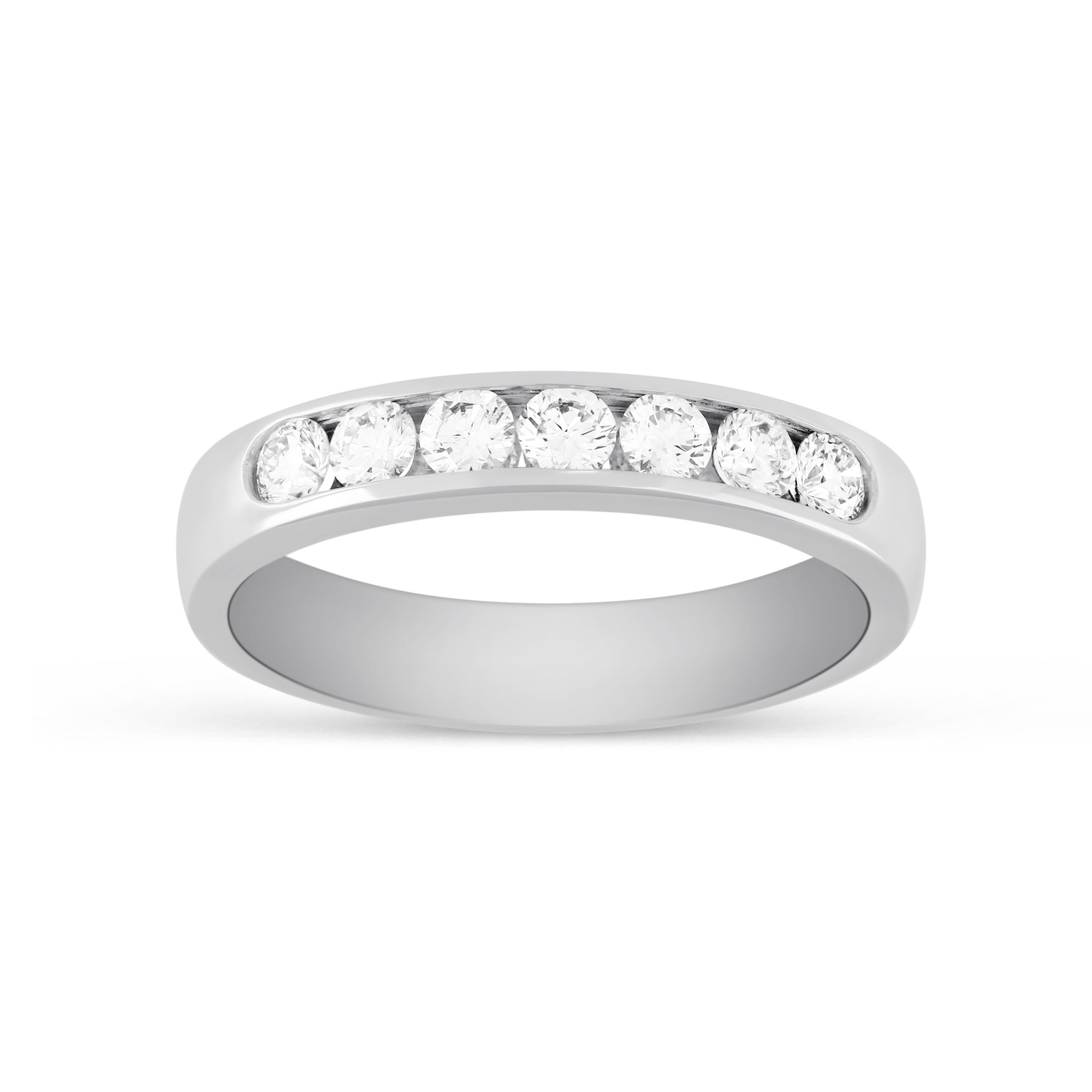 White Gold Channel Set Diamond Wedding Band, 0.50cttw